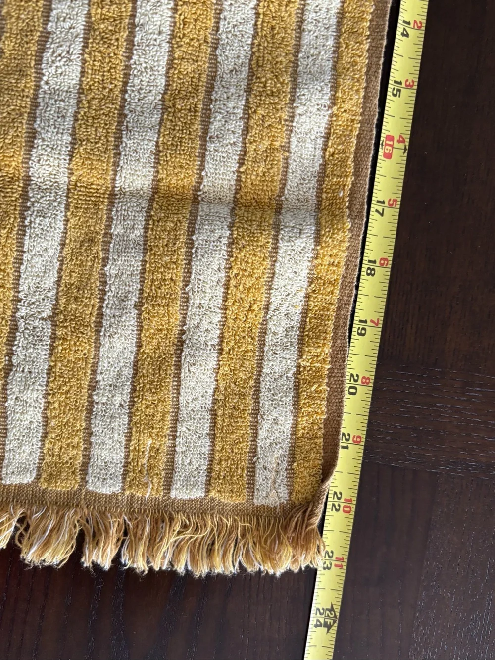 Vintage Sculpted Callaway Fringe Hand Towel Gold MCM Psychedelic 1960s Retro